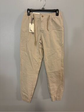 Men's Drawstring Jogger Pants in Light Beige